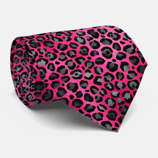 PINK GOLD BLACK LEOPARD PATTERNED MANNEN STROPDAS (Opgerold)