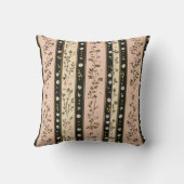 Pink Gold Black Stripes Florals  Kussen (Achterkant)