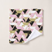 Pink Gold Black White Boho Glam Triangles Patroon Bad Handdoek (Wasdoekje)