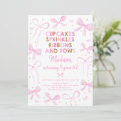 Pink Gold Bow Birthday Kaart (Staand voorkant)