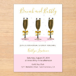 Pink Gold Brunch and Bubbly Bridal Shower Acryl Uitnodigingen