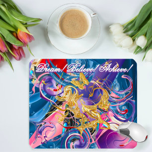 Pink Gold Butterfly Motivatie Vloeibaar Abstract Muismat