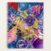 Pink Gold Butterfly Swirl Monogram Liquid Abstrait (Devant)