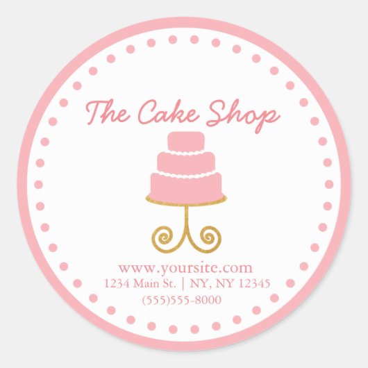 Pink Gold Cake Bakery Business Sticker Étiquette (Devant)