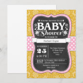 Pink Gold Chalkboard Floral Baby shower Invitation (Devant / Derrière)