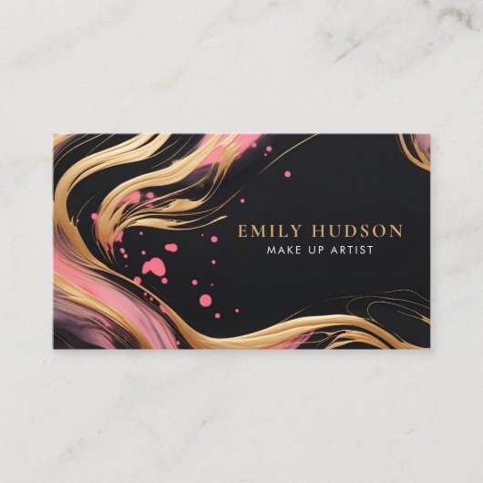 Pink Gold Chic Mode QR Code Carte de visite (Devant)
