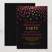 Pink & Gold Confetti Bachelorette Uitnodiging (Voorkant / Achterkant)