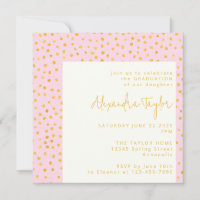 Pink Gold Confetti Cute Glam Stippen GraduPartij