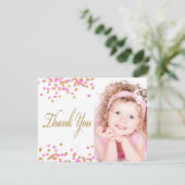 Pink Gold Confetti Photo Merci Cartes (Debout devant)
