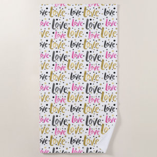 Pink Gold Confetti Stip Love Strandlaken