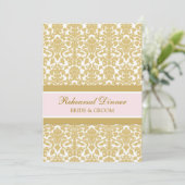 Pink Gold Damask-repesitie - Dinner Party Kaart (Staand voorkant)