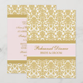 Pink Gold Damask-repesitie - Dinner Party Kaart (Voorkant / Achterkant)
