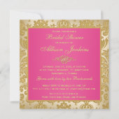 Pink, Gold Damask, Scroll Bridal Shower Invitation (Dos)