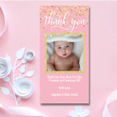 Pink Gold DANK JE Baby shower GIRL | FOTO Bedankkaart