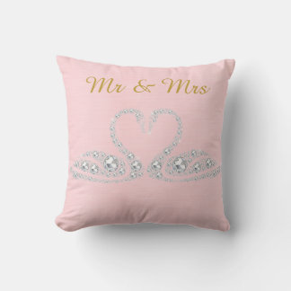 PINK GOLD DIAMOND SWAN CUSHION WEDING KUSSEN