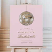 Pink Gold Disco Ball Affiche de bienvenue Bachelor