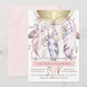 Pink Gold Dream Catcher Baby Shower Invitations (Devant / Derrière)