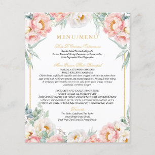 Pink & Gold Elegant Bilingue Quinceañera Menu