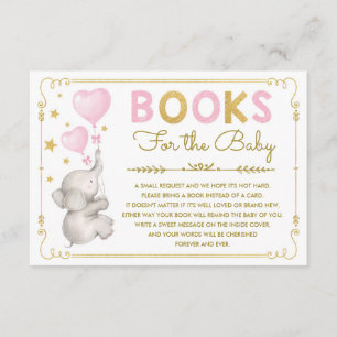 Pink Gold Elephant Baby Girl Apportez une carte de