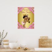 Pink Gold Ethnic Princess Baby shower Affiche de b (Cuisine)