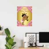 Pink Gold Ethnic Princess Baby shower Affiche de b (Bureau à domicile)