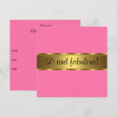 Pink Gold Fabulous 50e verjaardag Kaart (Voorkant / Achterkant)