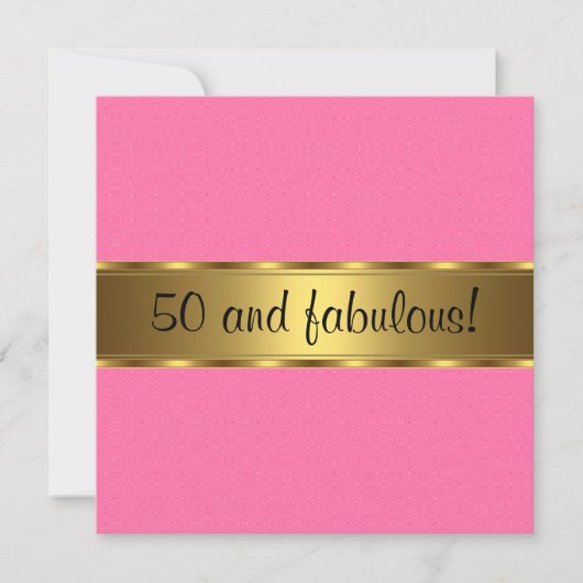 Pink Gold Fabulous 50e verjaardag Kaart (Voorkant)