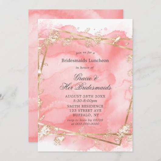 Pink Gold Fairytale Bridesmaids Invitations de déj (Devant / Derrière)