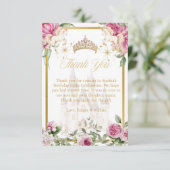 Pink Gold Fairytale Princess Crown Merci Cartes (Debout devant)