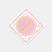 Pink Gold Faux Glitter Confetti 1e verjaardag Servetten (Hoek)