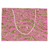 Pink Gold Faux Glitter Zebra Groot Cadeauzakje (Achterkant)