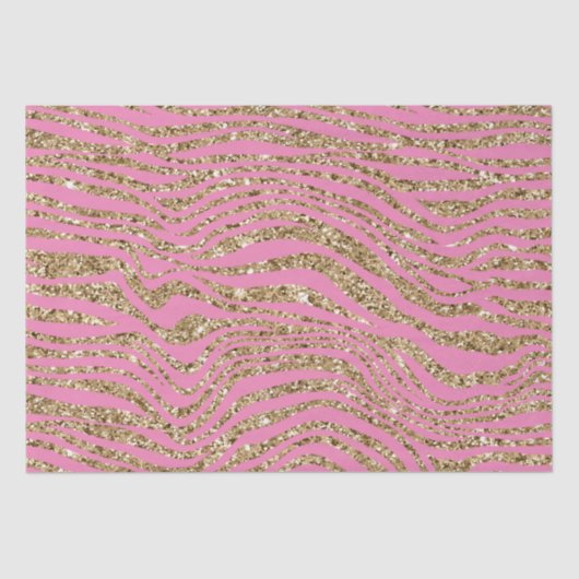 Pink Gold Faux Glitter Zebra Tissuepapier (Voorkant)