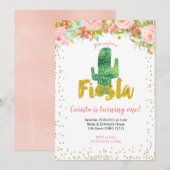 Pink Gold Fiesta Eerste Verjaardag uitnodiging (Voorkant / Achterkant)