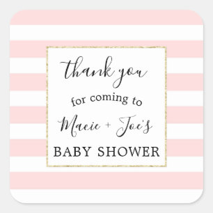 Pink Gold fille baby shower faveur merci sticker