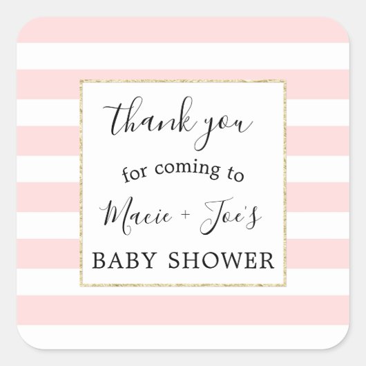 Pink Gold fille baby shower faveur merci sticker (Devant)