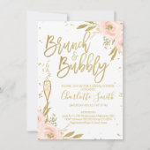 Pink Gold Floral Brunch Invitation de douche nupti (Devant)