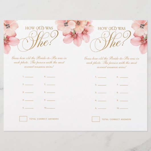 Pink Gold Floral Hoe oud was ze spel Flyer (Voorkant)