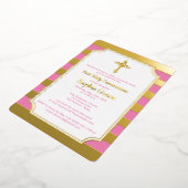 Pink, Gold Foil Stripe 1er Invitation de communion (Rotation)