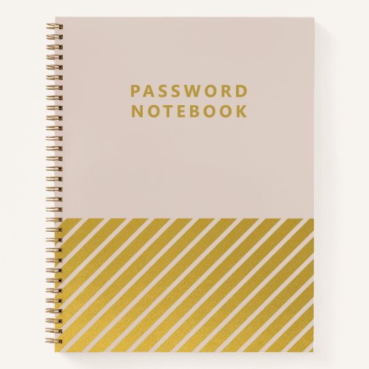 Pink Gold Foil Stripes Feminine Password Carnet (Devant)