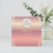 Pink & Gold Foliage Bride to Be Invitation | Chic  (Debout devant)