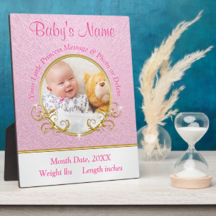 Pink Gold FOTO and Baby Birth Information Plaques Fotoplaat
