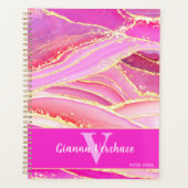 Pink Gold Geode Crystal Marble Abstracte Kunst Planner (Voorkant)