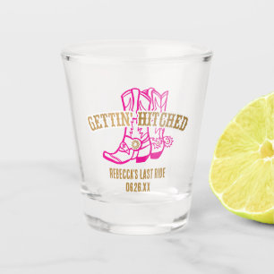 Pink Gold Gettin' Hitched Shot Glass Shot Glas