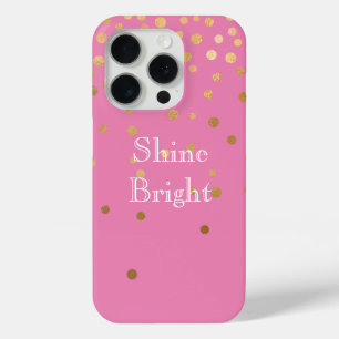 Pink Gold Glam Confetti Stippen iPhone 15 Pro Case