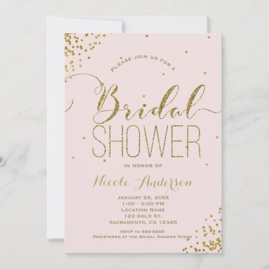 Pink & Gold Glam Glitter Corners VRIJGEZELLENFEEST Kaart (Voorkant)