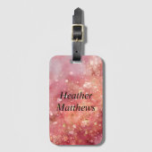 Pink & Gold Glitter Bagagelabel (Voorkant (verticaal))
