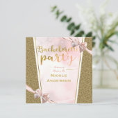 Pink Gold Glitter Bow Sparkle Bachelorette Kaart (Staand voorkant)