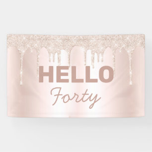 Pink Gold Glitter Hallo 40ste verjaardag Spandoek