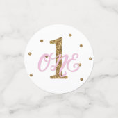 Pink & Gold Glitter ONE 1e verjaardagsfeestje Confetti (Kleine voorkant)
