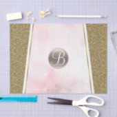 Pink Gold Glitter Sparkle Glam Monogram Initiaal Tissuepapier (Craft)